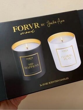 FORVR Mood Sip Happens & Floral Play Scented Candle Gift Set - Black & White